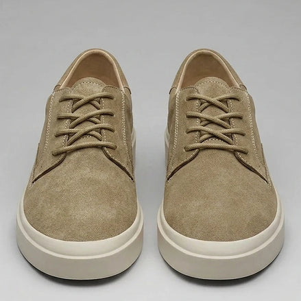 Men's Low-Top Lace-Up Sneakers Textured Upper Khaki Gray - Valedrian — view 2