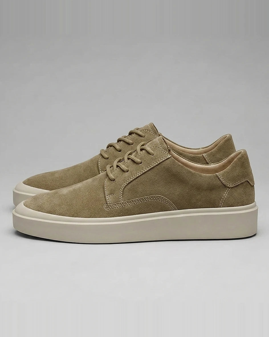 Men's Low-Top Lace-Up Sneakers Textured Upper Khaki Gray - Valedrian — view 3