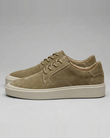 Men's Low-Top Lace-Up Sneakers Textured Upper Khaki Gray - Valedrian — view 3