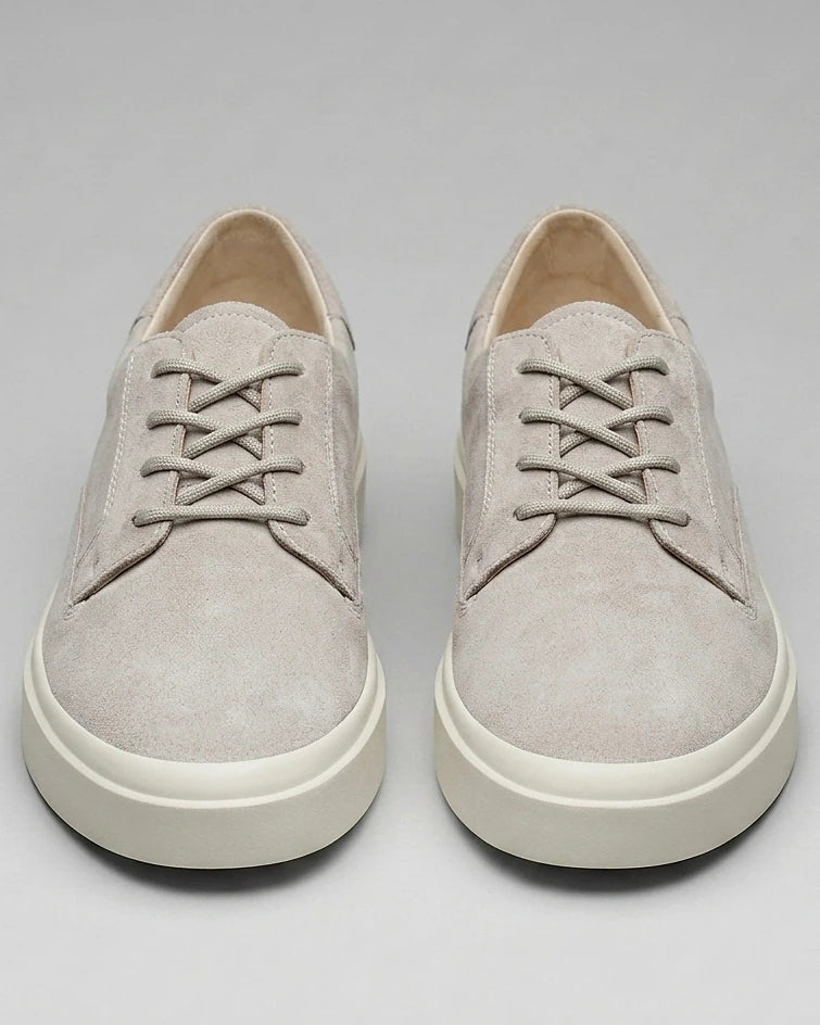 Men's Low-Top Lace-Up Sneakers Textured Upper Khaki Gray - Valedrian — view 6