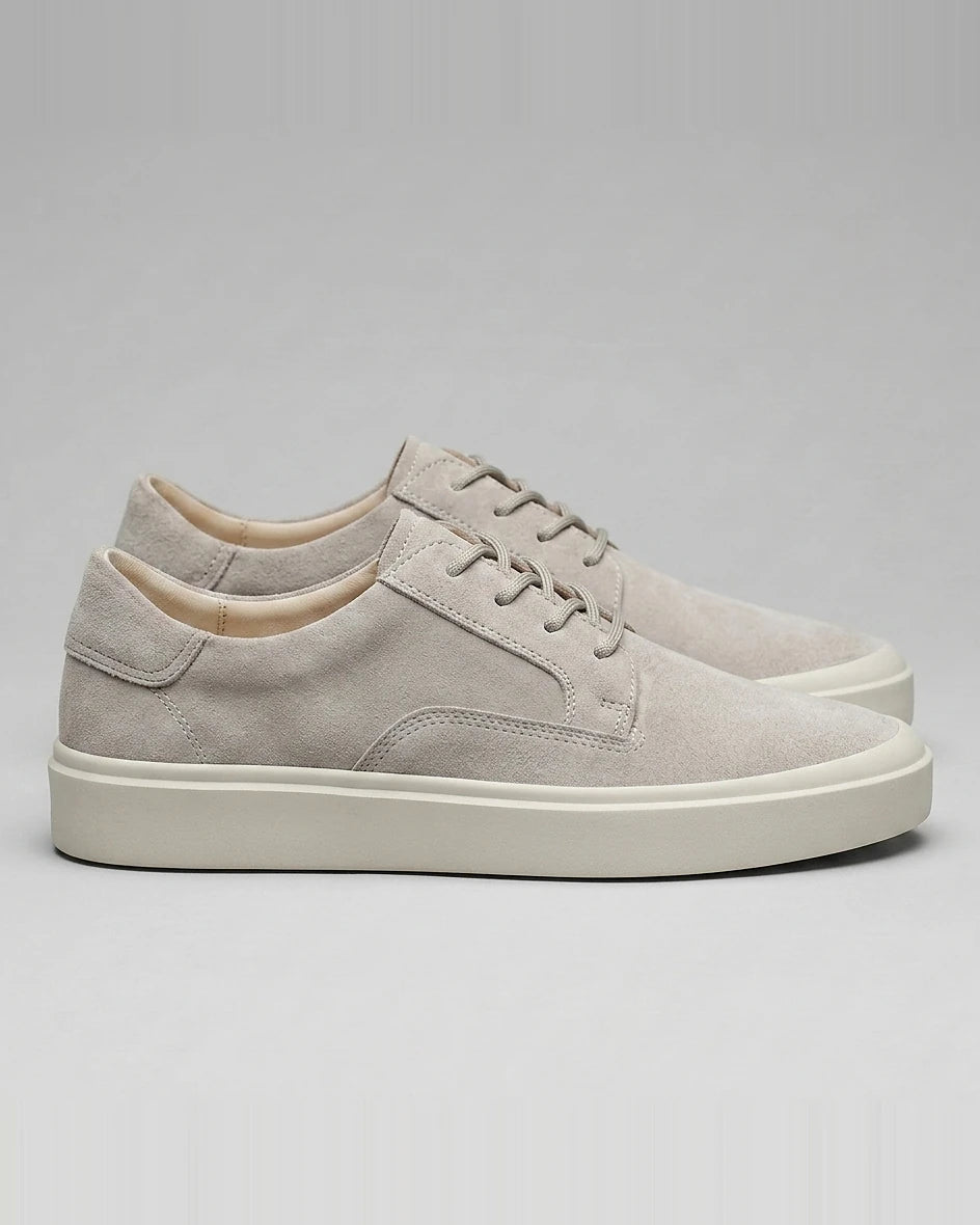 Men's Low-Top Lace-Up Sneakers Textured Upper Khaki Gray - Valedrian — view 8