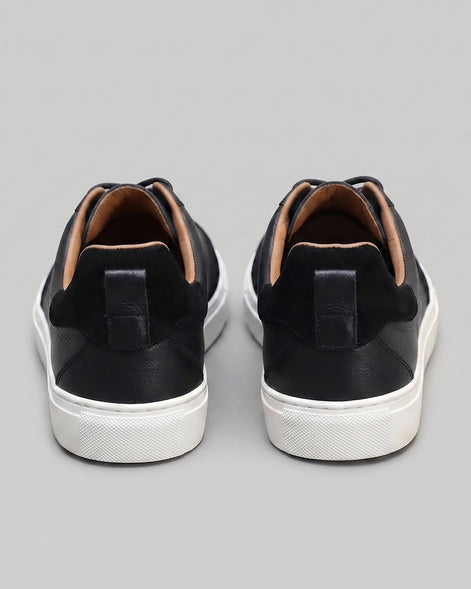 Men's Low-Top Leather Sneakers Full-Grain & Suede Panels Brown – Valedrian — view 13