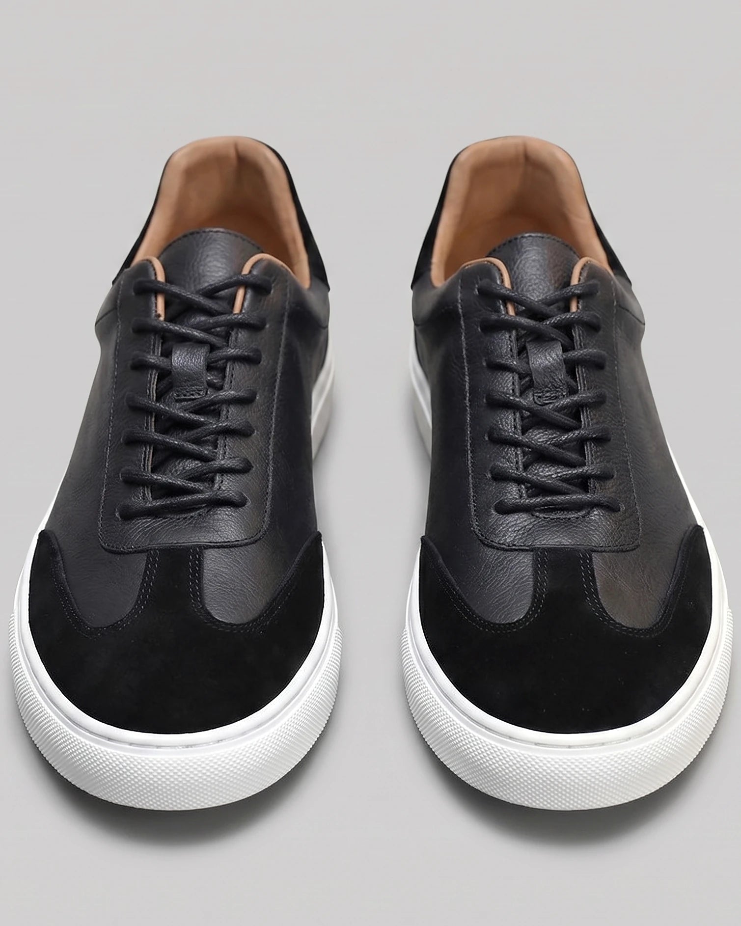 Men's Low-Top Leather Sneakers Full-Grain & Suede Panels Brown – Valedrian — view 15