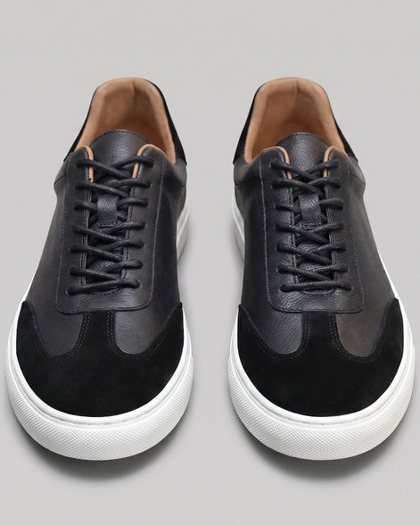 Men's Low-Top Leather Sneakers Full-Grain & Suede Panels Brown – Valedrian — view 15