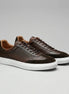 Men's Low-Top Leather Sneakers Full-Grain & Suede Panels Brown – Valedrian