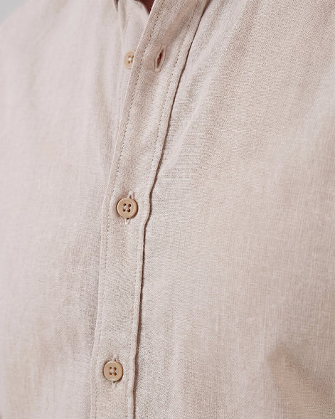 Men's Oxford Button-Down Shirt Cotton Weave Regular Fit Beige & Pink - Valedrian — view 10
