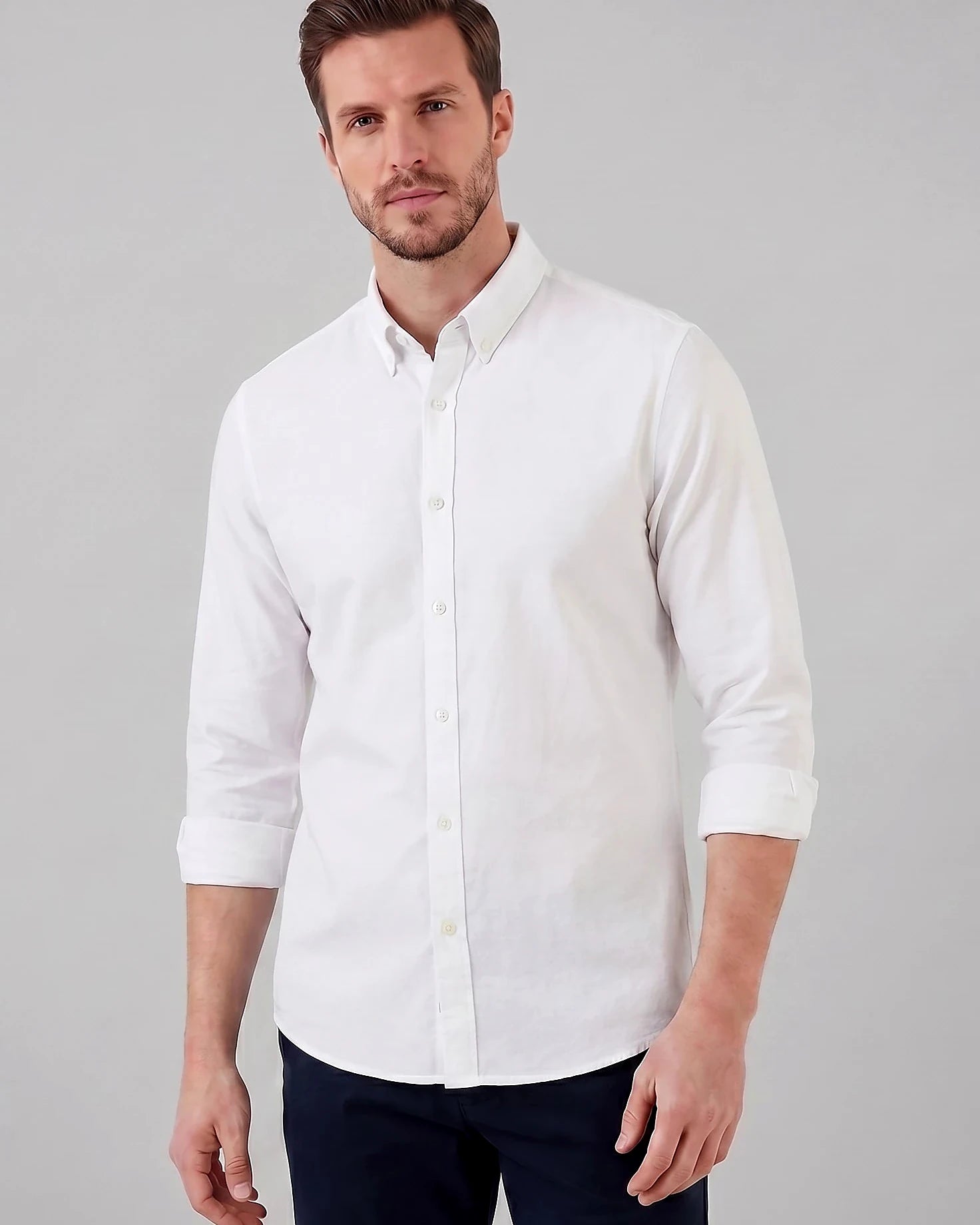 Men's Oxford Button-Down Shirt Cotton Weave Regular Fit Beige & Pink - Valedrian