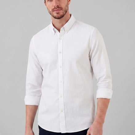 Men's Oxford Button-Down Shirt Cotton Weave Regular Fit Beige & Pink - Valedrian