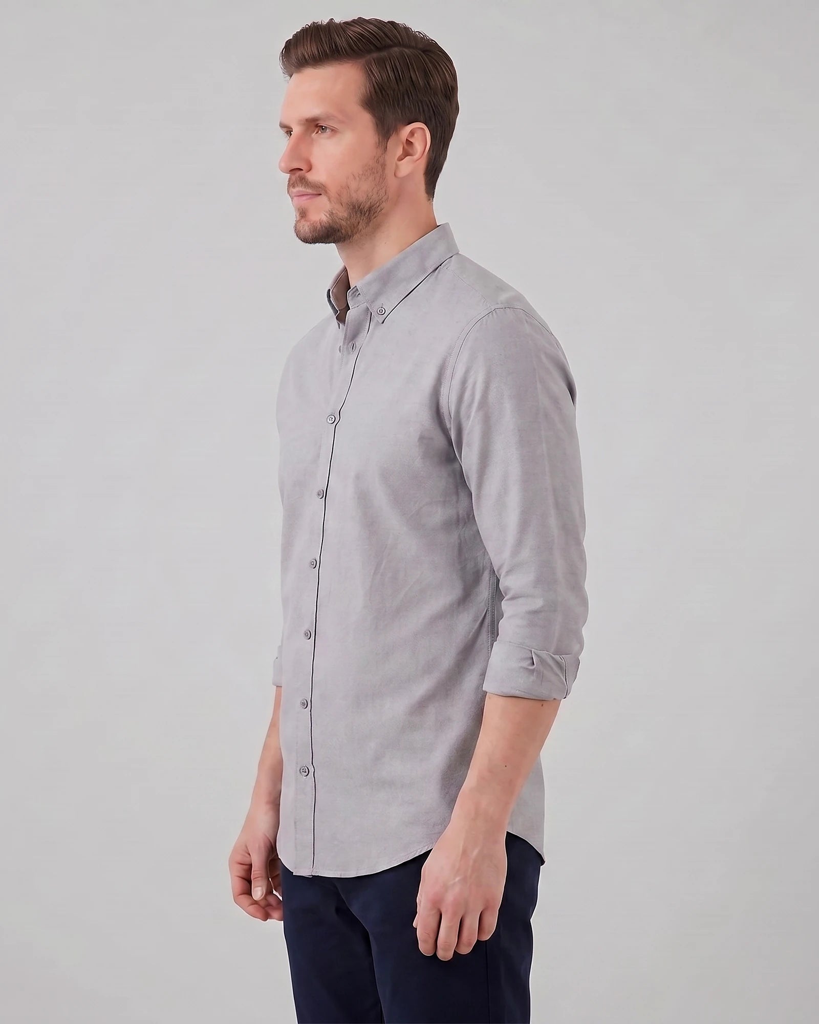 Men's Oxford Button-Down Shirt Cotton Weave Regular Fit Beige & Pink - Valedrian — view 23