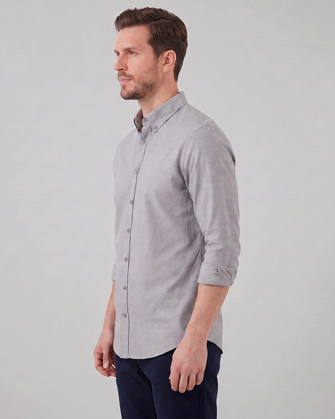 Men's Oxford Button-Down Shirt Cotton Weave Regular Fit Beige & Pink - Valedrian — view 23