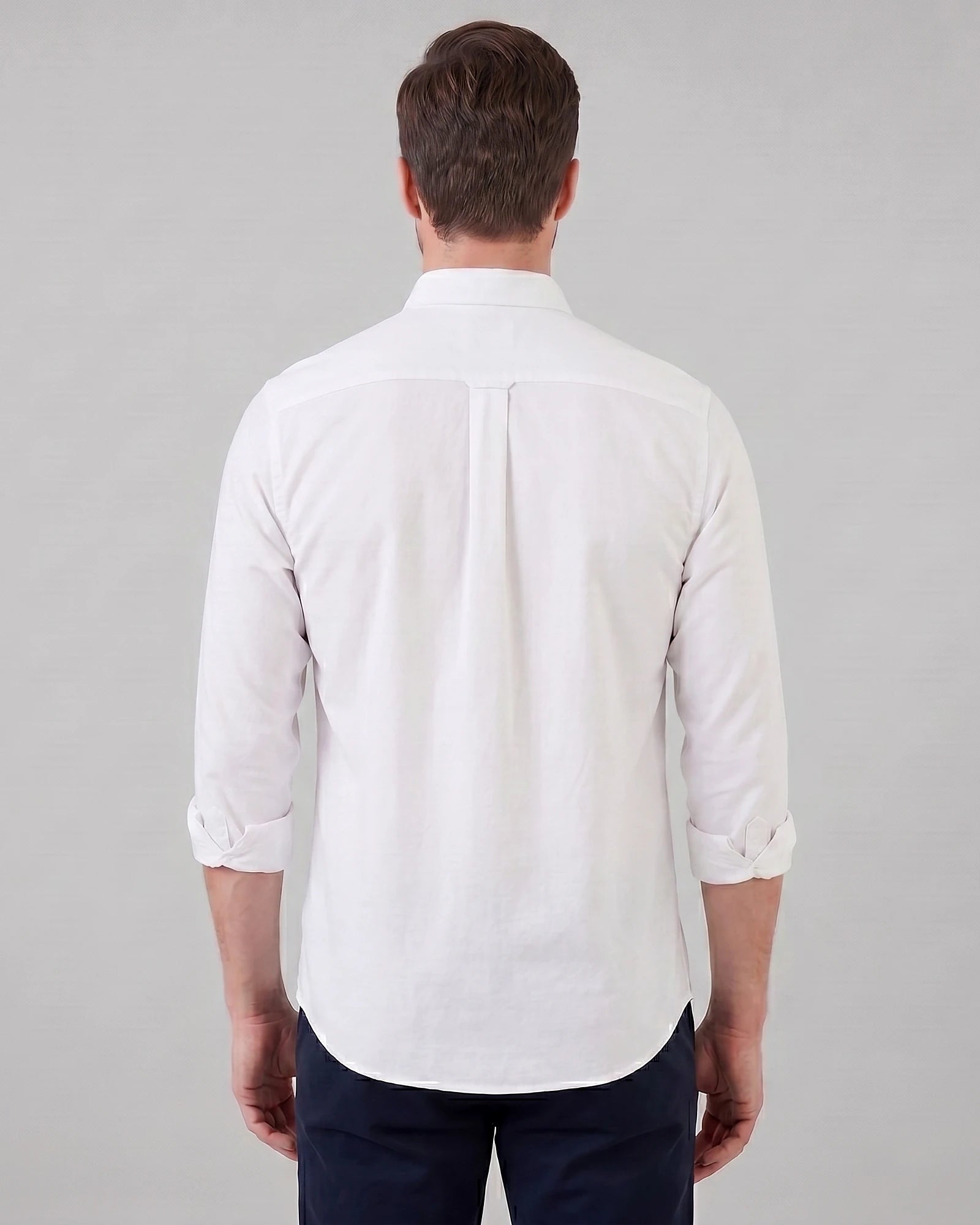 Men's Oxford Button-Down Shirt Cotton Weave Regular Fit Beige & Pink - Valedrian — view 3