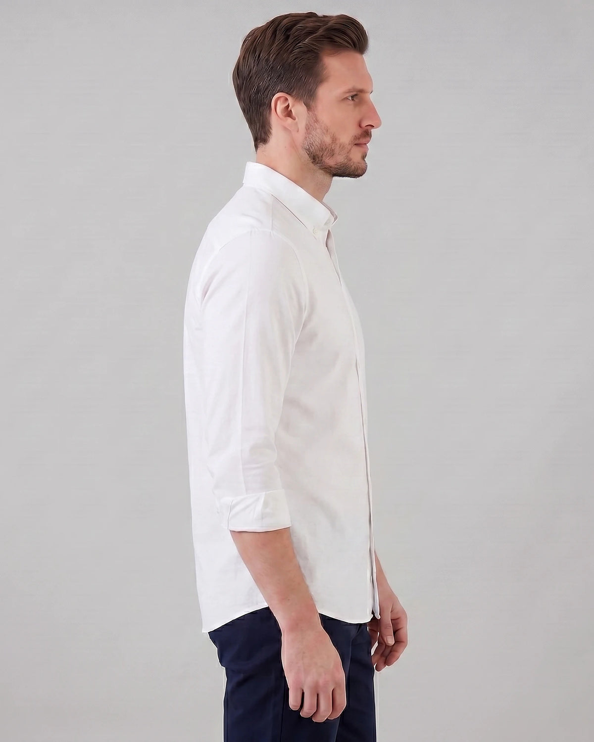 Men's Oxford Button-Down Shirt Cotton Weave Regular Fit Beige & Pink - Valedrian — view 4