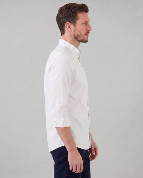 Men's Oxford Button-Down Shirt Cotton Weave Regular Fit Beige & Pink - Valedrian — view 4
