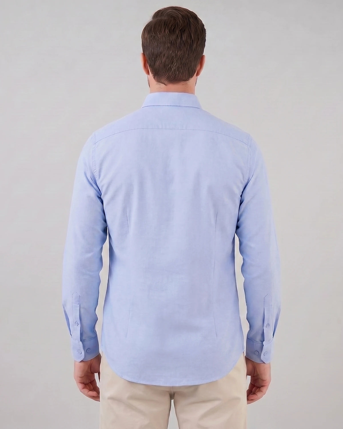 Men's Oxford Button-Down Shirt Cotton Weave Regular Fit Beige & Pink - Valedrian — view 7