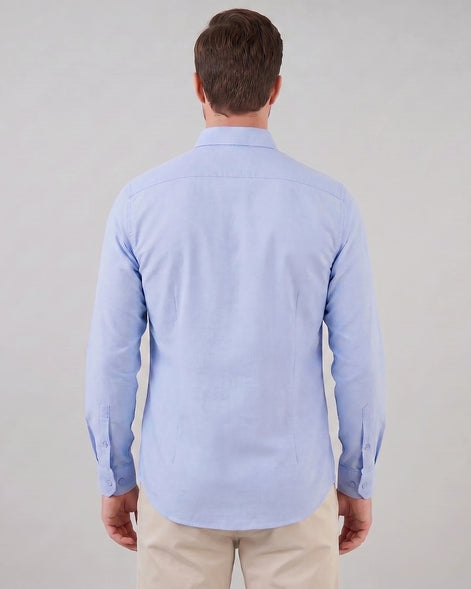 Men's Oxford Button-Down Shirt Cotton Weave Regular Fit Beige & Pink - Valedrian — view 7