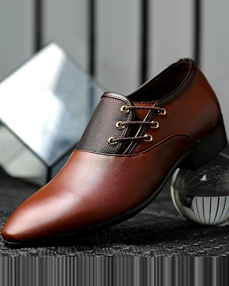 Oxford Dress Shoes | Polished PU Leather | Lace-Up
