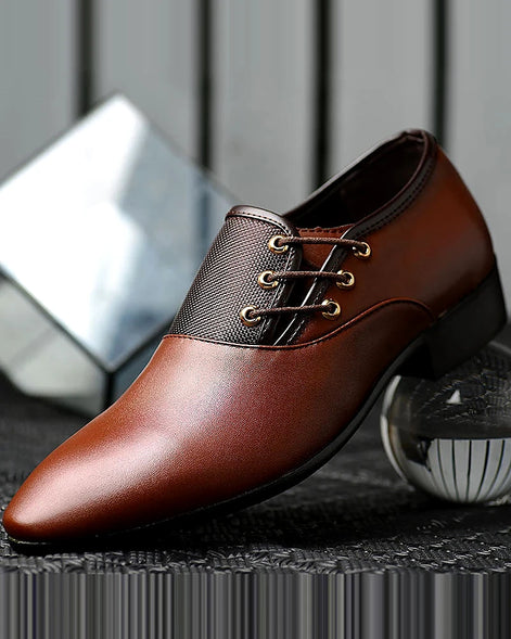 Oxford Dress Shoes | Polished PU Leather | Lace-Up