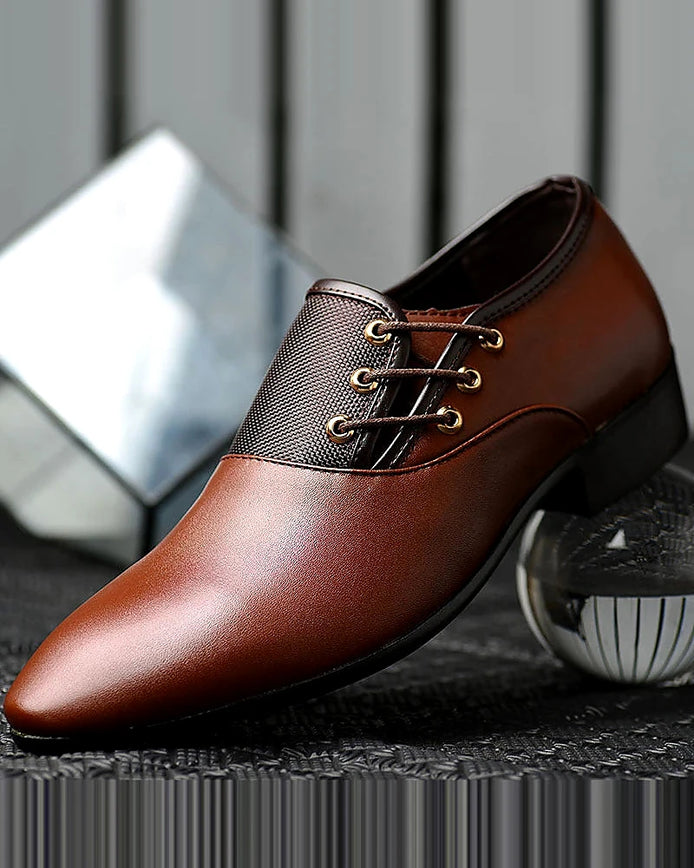 Oxford Dress Shoes | Polished PU Leather | Lace-Up