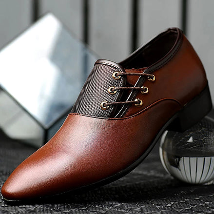Oxford Dress Shoes | Polished PU Leather | Lace-Up