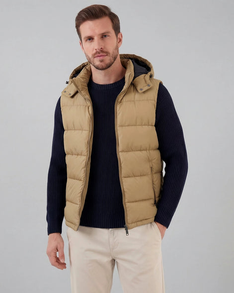 Men's Padded Gilet Hooded Body Warmer Quilted Vest Blue Green – Valedrian — view 11