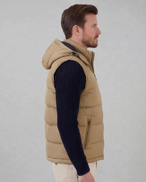 Men's Padded Gilet Hooded Body Warmer Quilted Vest Blue Green – Valedrian — view 12