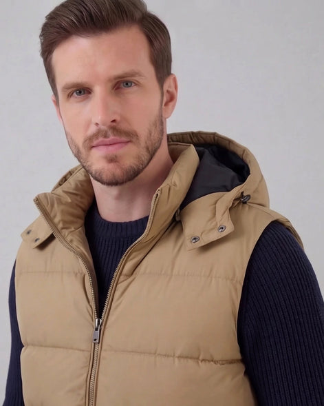 Men's Padded Gilet Hooded Body Warmer Quilted Vest Blue Green – Valedrian — view 14
