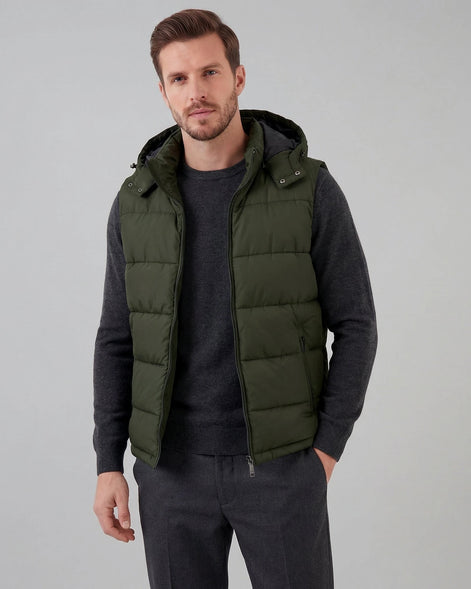 Men's Padded Gilet Hooded Body Warmer Quilted Vest Blue Green – Valedrian — view 15