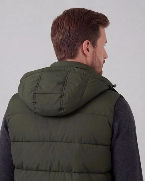 Men's Padded Gilet Hooded Body Warmer Quilted Vest Blue Green – Valedrian — view 16