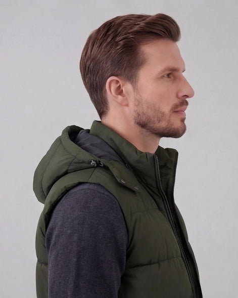 Men's Padded Gilet Hooded Body Warmer Quilted Vest Blue Green – Valedrian — view 17