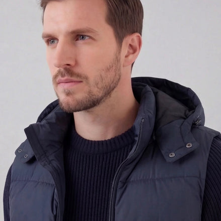 Men's Padded Gilet Hooded Body Warmer Quilted Vest Blue Green – Valedrian — view 2