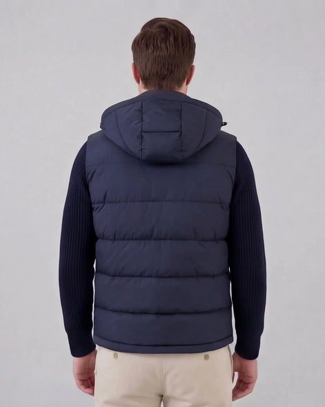 Men's Padded Gilet Hooded Body Warmer Quilted Vest Blue Green – Valedrian — view 4