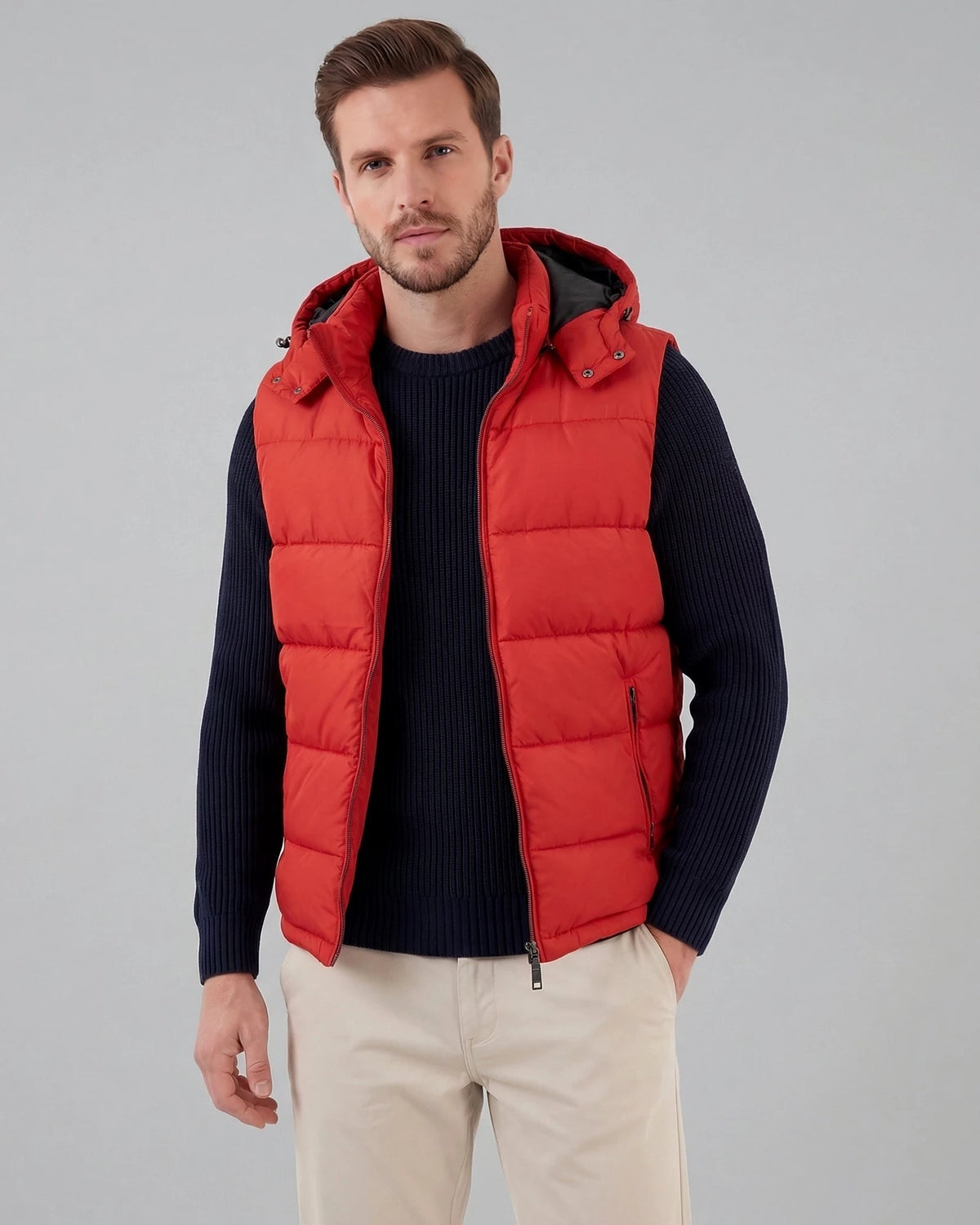 Men's Padded Gilet Hooded Body Warmer Quilted Vest Blue Green – Valedrian — view 6