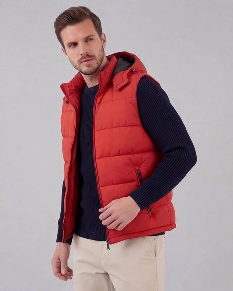 Men's Padded Gilet Hooded Body Warmer Quilted Vest Blue Green – Valedrian — view 9