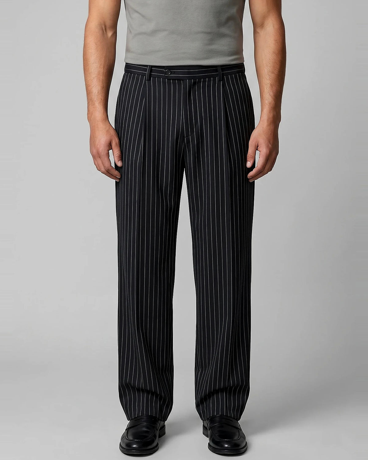 Men's Pleated Trousers Wide-Leg High-Waist Tailored Fit – Valedrian