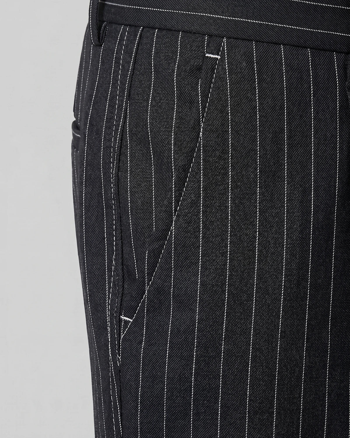 Men's Pinstripe Wide Leg Trousers Woven Blend Black S–2XL - Valedrian — view 4
