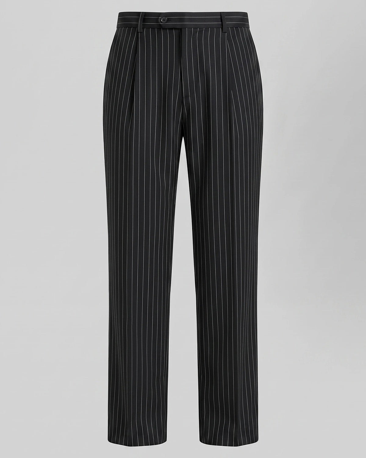 Men's Pinstripe Wide Leg Trousers Woven Blend Black S–2XL - Valedrian — view 5
