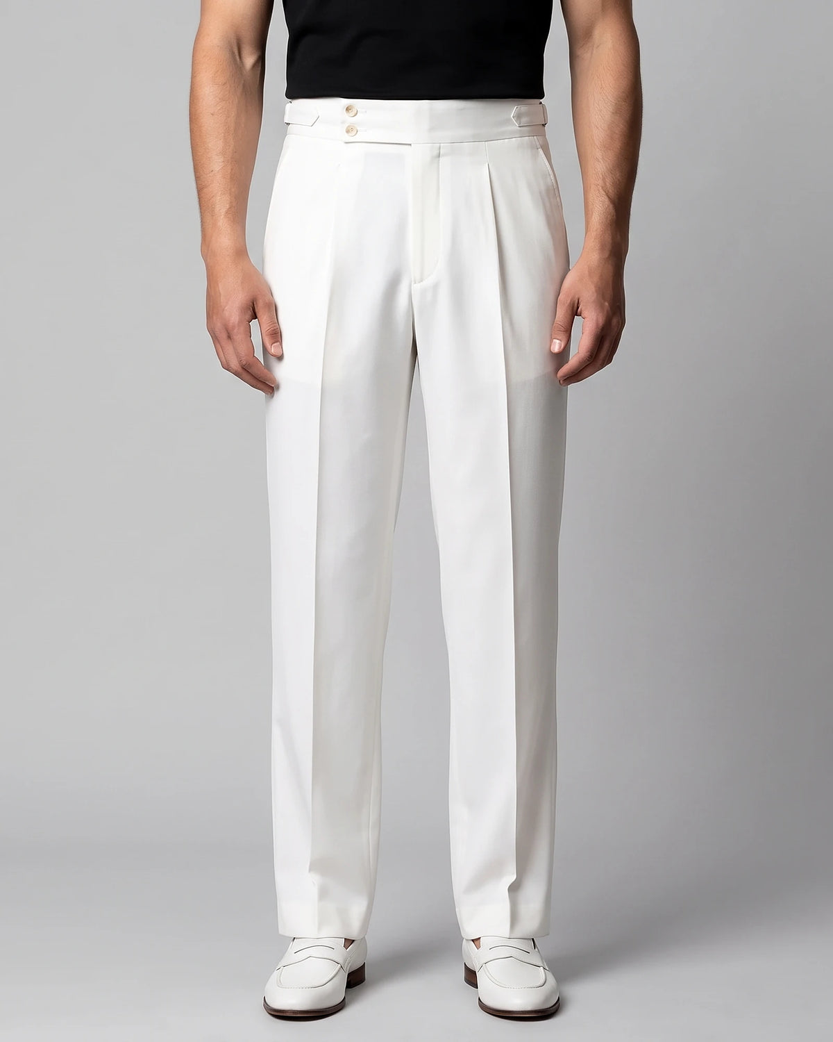 Men's Pleated Tailored Trousers Turn-Up Cuffs High Rise Tapered Leg - Valedrian — view 13