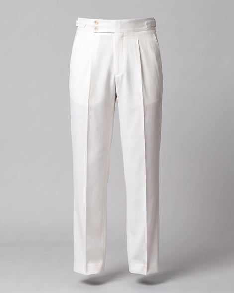 Men's Pleated Tailored Trousers Turn-Up Cuffs High Rise Tapered Leg - Valedrian — view 14