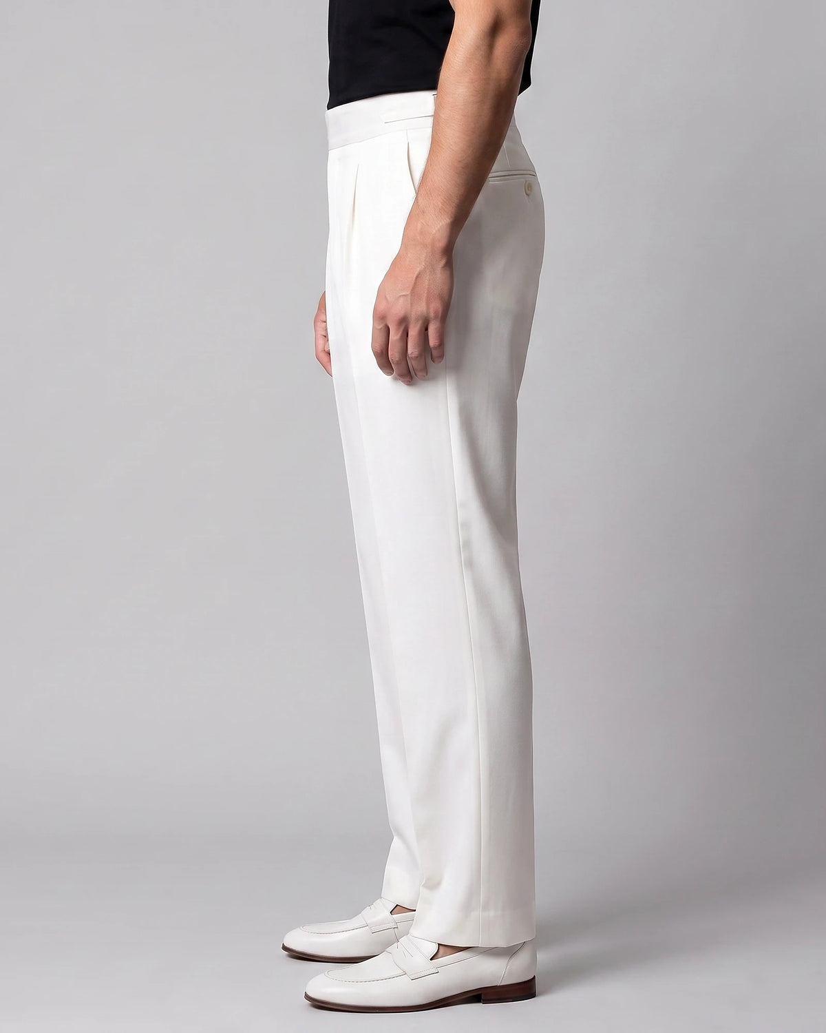 Men's Pleated Tailored Trousers Turn-Up Cuffs High Rise Tapered Leg - Valedrian — view 16