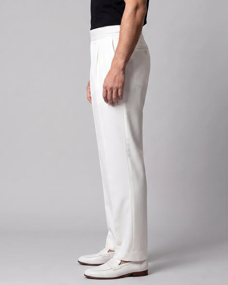 Men's Pleated Tailored Trousers Turn-Up Cuffs High Rise Tapered Leg - Valedrian — view 16