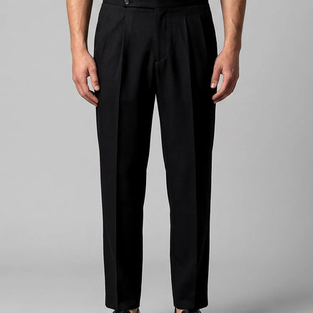 Men's Pleated Tailored Trousers Turn-Up Cuffs High Rise Tapered Leg - Valedrian