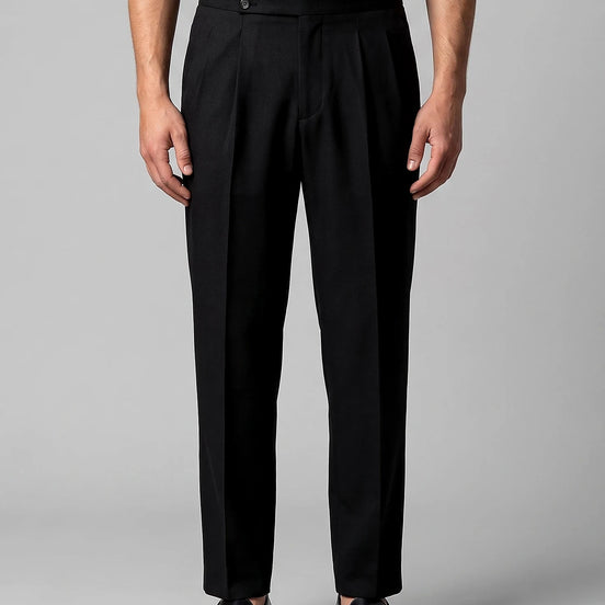 Men's Pleated Tailored Trousers Turn-Up Cuffs High Rise Tapered Leg - Valedrian