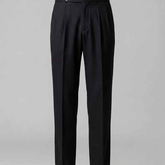 Men's Pleated Tailored Trousers Turn-Up Cuffs High Rise Tapered Leg - Valedrian — view 2