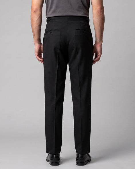 Men's Pleated Tailored Trousers Turn-Up Cuffs High Rise Tapered Leg - Valedrian — view 3