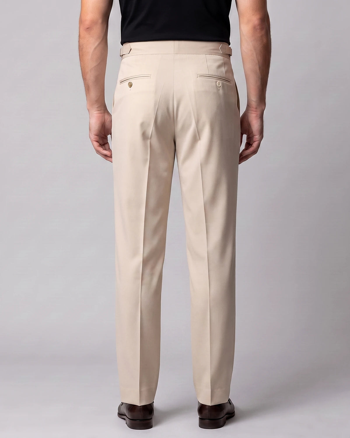 Men's Pleated Tailored Trousers Turn-Up Cuffs High Rise Tapered Leg - Valedrian — view 9