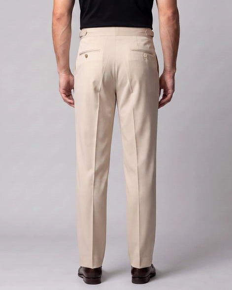 Men's Pleated Tailored Trousers Turn-Up Cuffs High Rise Tapered Leg - Valedrian — view 9