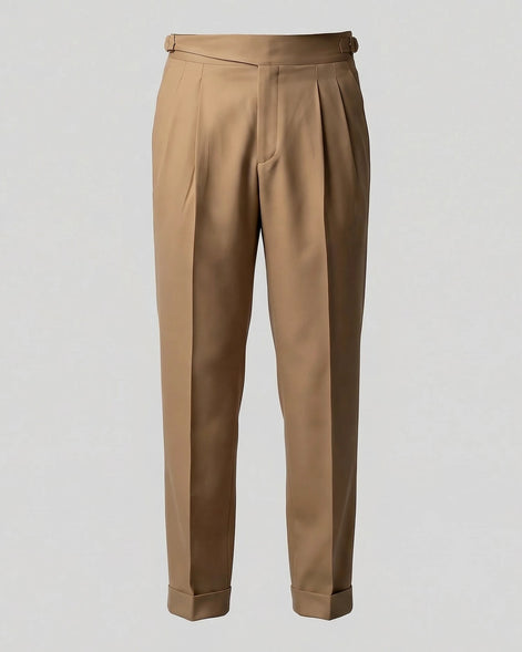 Men's Pleated Trousers Brown Straight Leg Woven Fabric Sizes 28–36 – Valedrian — view 10