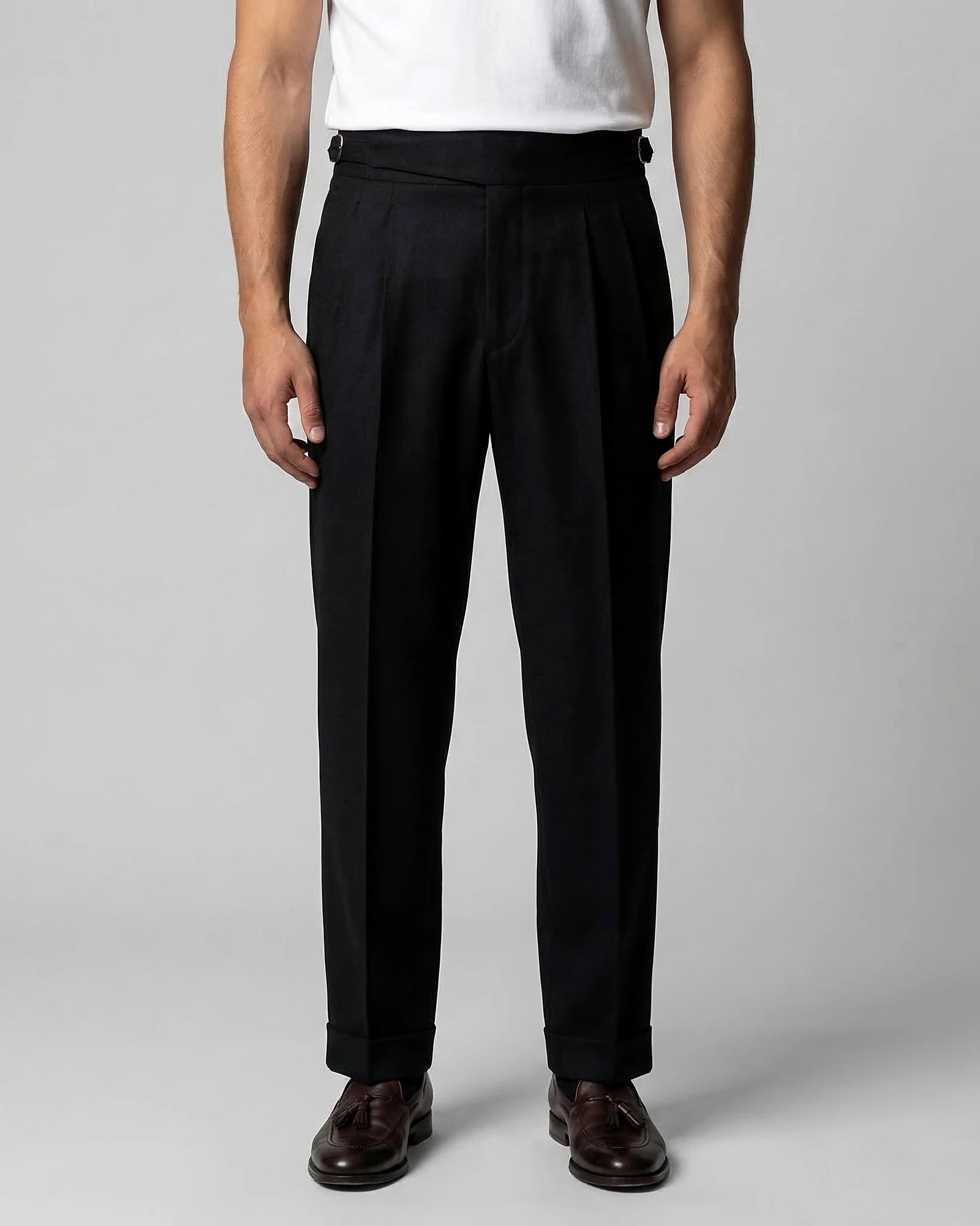 Men's Pleated Trousers Brown Straight Leg Woven Fabric Sizes 28–36 – Valedrian — view 11