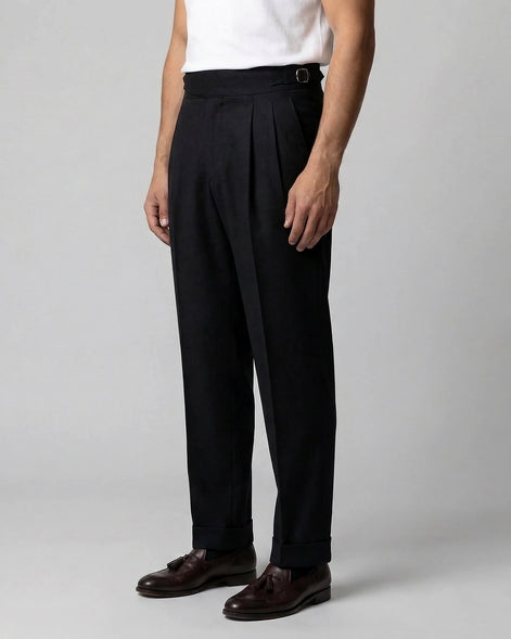 Men's Pleated Trousers Brown Straight Leg Woven Fabric Sizes 28–36 – Valedrian — view 12