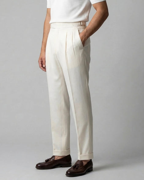 Men's Pleated Trousers Brown Straight Leg Woven Fabric Sizes 28–36 – Valedrian — view 17